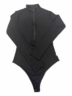 HYZ Black Mock Neck Half Zip Long Sleeve Bodysuit S Like New
